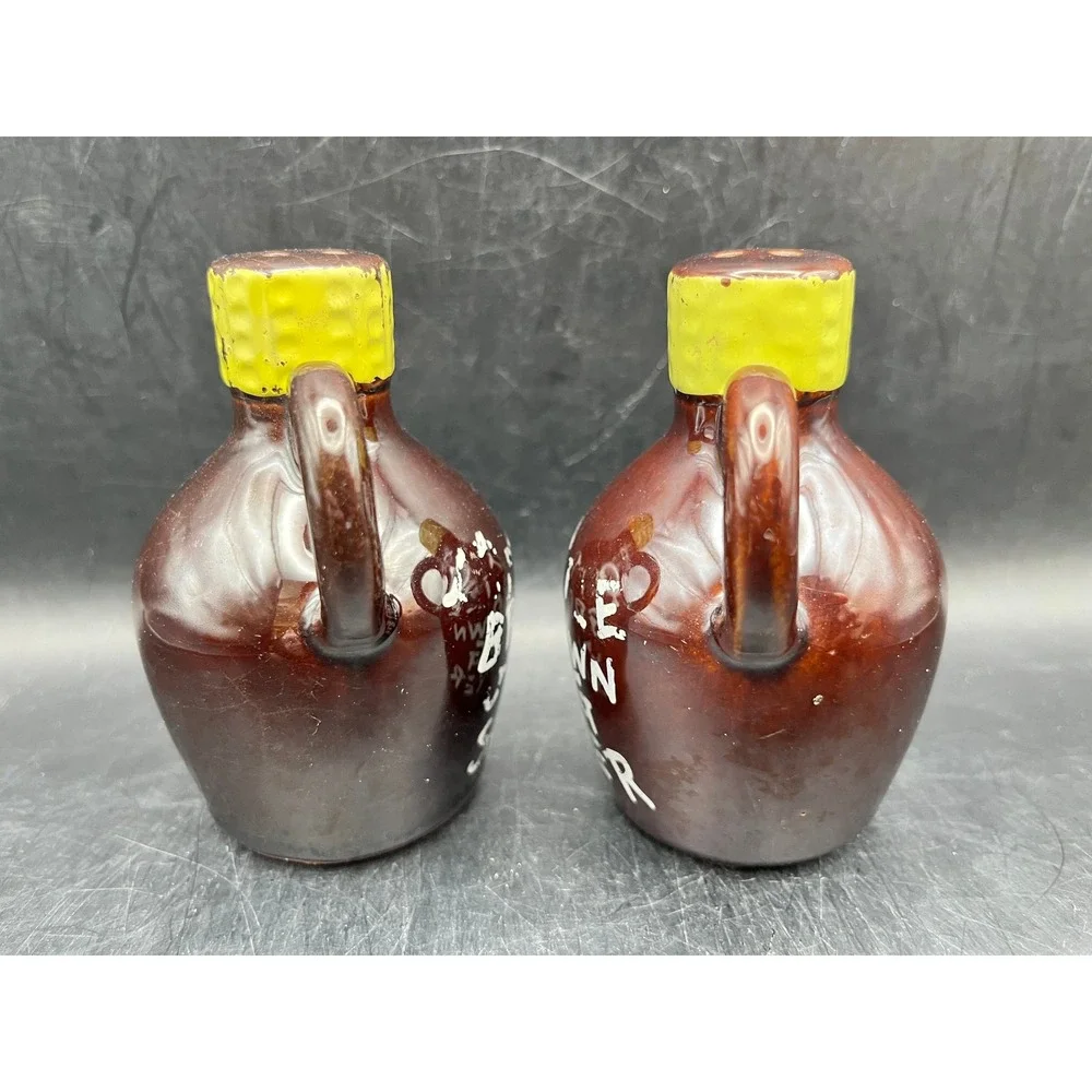 Vtg Little Brown Jug Salt & Pepper Shakers 3.75